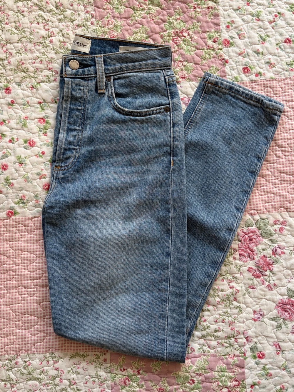 Denim Forum Women’s High-Rise Slim Straight Jeans